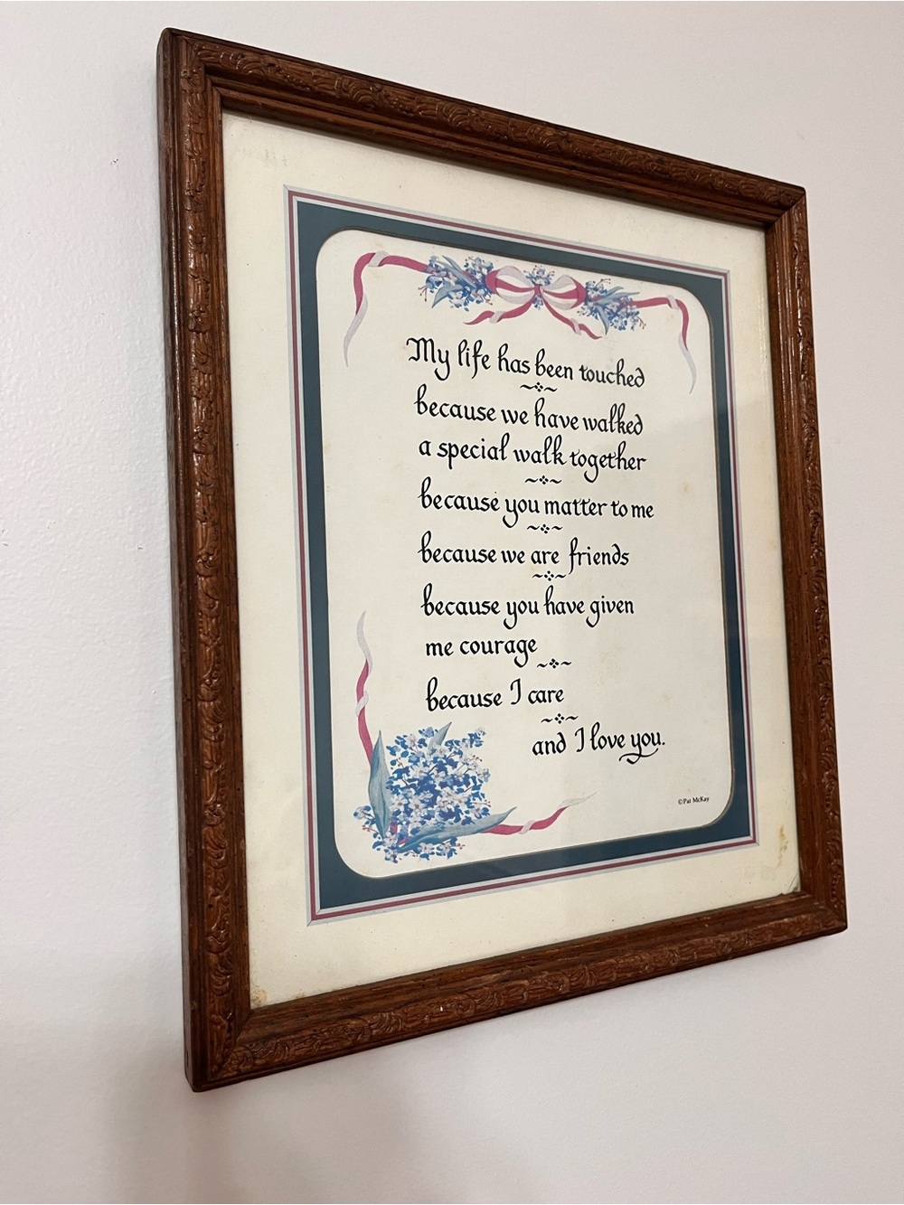 Sentiment Friend Floral Wall Art Print - Blue and Pink